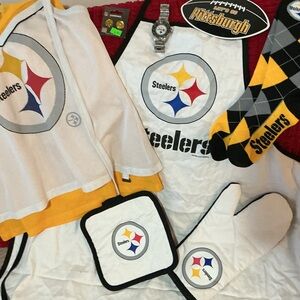 STEELERS AFC Fan Bundle GAMETIME Watch Tank Apron Socks Earrings Socks